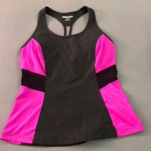 NWOT Express Performance Workout Racerback Tank  Gray Pink Black Size Medium